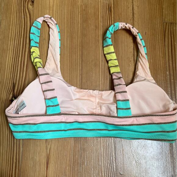 Trina Turk Lurex Metallic Stripe Bralette Bikini Top Size 10 - Picture 5 of 5